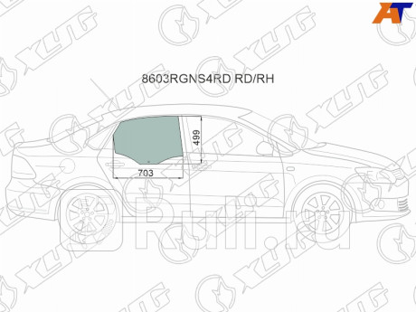 8603RGNS4RD RD/RH - Стекло двери задней правой (XYG) Volkswagen Polo седан рестайлинг (2015-2020) для Volkswagen Polo (2015-2020) седан рестайлинг, XYG, 8603RGNS4RD RD/RH