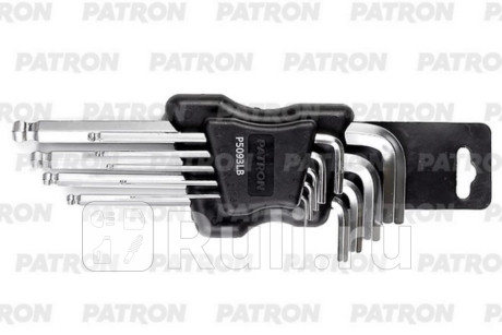 Набор ключей hex г-образных длинных, с шаром, 9 пр: 1.5, 2, 2.5, 3, 4, 5, 6, 8, 10 мм, в пласт. держателе PATRON P-5093LB для Автотовары, PATRON, P-5093LB