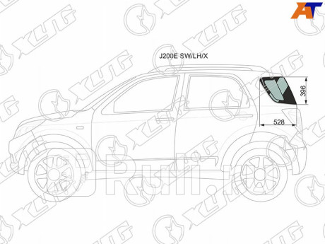 J200E SW/LH/X - Боковое стекло кузова заднее левое (собачник) (XYG) Toyota Rush (2006-2016) для Toyota Rush (2006-2016), XYG, J200E SW/LH/X