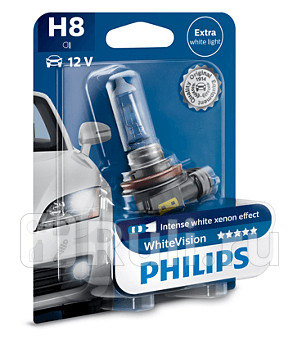 12360WHVB1 - Лампа H8 (35W) PHILIPS White Vision 3700K для Автомобильные лампы, PHILIPS, 12360WHVB1