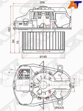 ST-7P0820021F - Мотор печки (SAT) Volkswagen Touareg 2 (2010-2014) для Volkswagen Touareg 2 (2010-2014), SAT, ST-7P0820021F